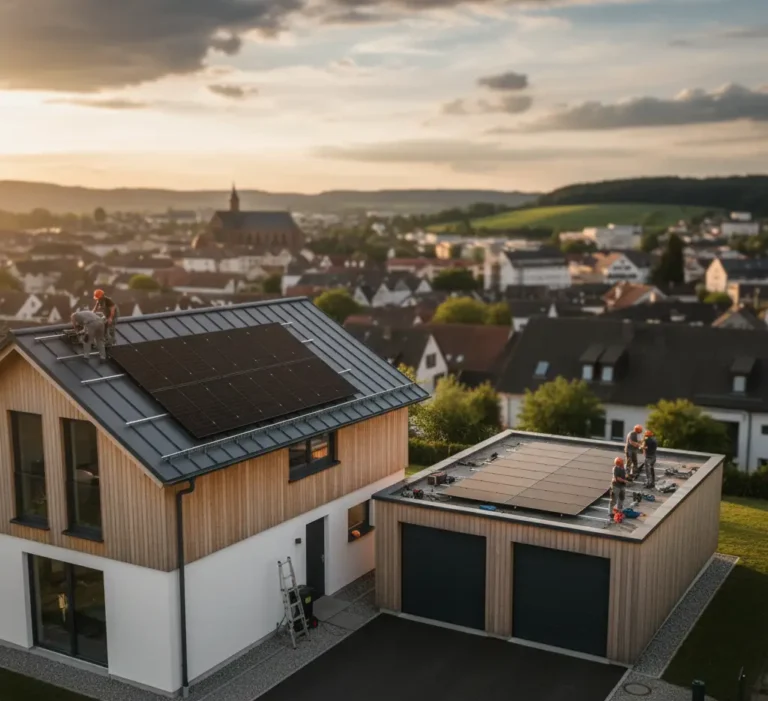 Solaranlageninstallation an einem Haus